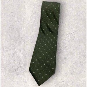 STRELLSON Silk Tie ITALY Green Gray White Geometric W:3.5" EUC